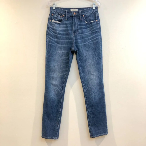 Madewell The High Rise Slim Boyjean Classic Dark Wash Denim Jeans Women's 26 - Picture 3 of 10
